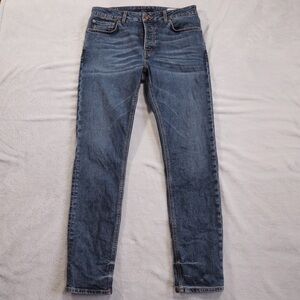 Haikure Sz 33 Relaxed Fit Men's Italian Jeans Cleveland Medium Blue